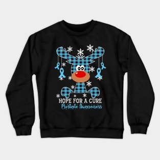 Reindeer Hope For A Cure Prostate Awareness Christmas Crewneck Sweatshirt